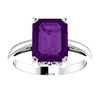 14K Gold Emerald Cut Solitaire Ring Setting - Scroll Style Ring Mounting