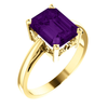 14K Gold Emerald Cut Solitaire Ring Setting - Scroll Style Ring Mounting