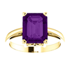 14K Gold Emerald Cut Solitaire Ring Setting - Scroll Style Ring Mounting