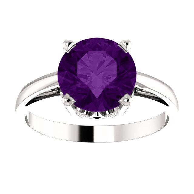14K Gold Round Cut Solitaire Ring Setting - Scroll Style Ring Mounting