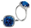 14K Gold Cushion Cut w/ Diamond Ring Setting - Halo Style Ring Mounting