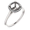 14K Gold Cushion Cut w/ Diamond Ring Setting - Halo Style Ring Mounting
