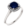 14K Gold Cushion Cut w/ Diamond Ring Setting - Halo Style Ring Mounting