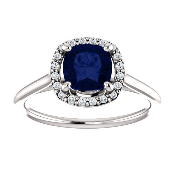 14K Gold Cushion Cut w/ Diamond Ring Setting - Halo Style Ring Mounting 14K Gold Cushion Cut w/ Diamond Ring Setting - Halo Style Ring Mounting