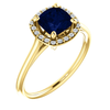 14K Gold Cushion Cut w/ Diamond Ring Setting - Halo Style Ring Mounting