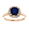 14K Gold Cushion Cut w/ Diamond Ring Setting - Halo Style Ring Mounting