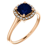 14K Gold Cushion Cut w/ Diamond Ring Setting - Halo Style Ring Mounting