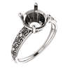 Sterling Silver Round Cut Solitaire Ring Setting - Antique Style Ring Mounting