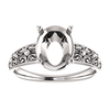 Sterling Silver Oval Cut Solitaire Ring Setting - Antique Style Ring Mounting