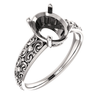 Sterling Silver Oval Cut Solitaire Ring Setting - Antique Style Ring Mounting
