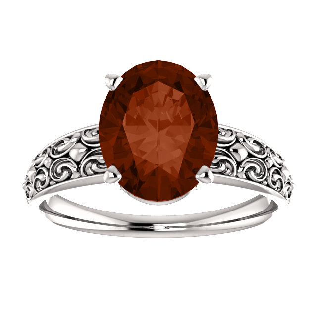 Sterling Silver Oval Cut Solitaire Ring Setting - Antique Style Ring Mounting