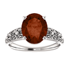 Sterling Silver Oval Cut Solitaire Ring Setting - Antique Style Ring Mounting