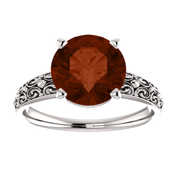 14K Gold Round Cut Solitaire Ring Setting - Antique Style Ring Mounting 14K Gold Round Cut Solitaire Ring Setting - Antique Style Ring Mounting