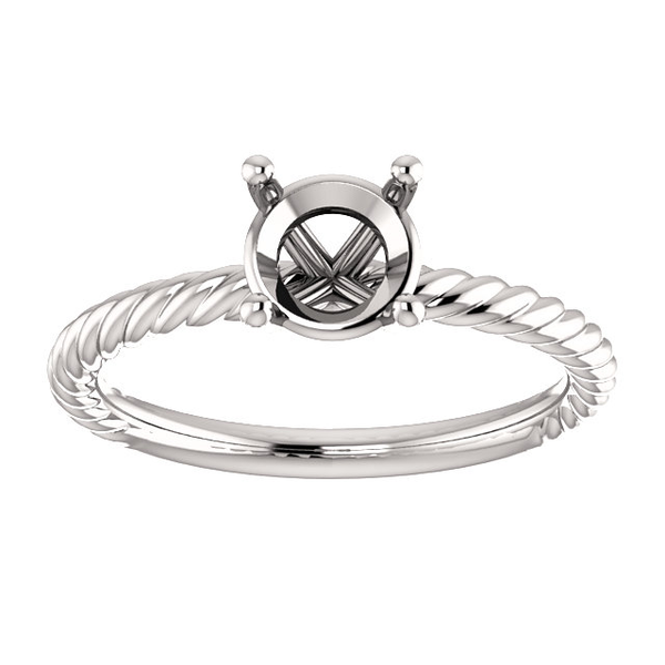 Sterling Silver Round Cut Solitaire Ring Setting - Classic Rope Style Ring Mounting Sterling Silver Round Cut Solitaire Ring Setting - Classic Rope Style Ring Mounting