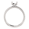 Sterling Silver Round Cut Solitaire Ring Setting - Classic Rope Style Ring Mounting