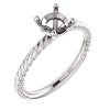 Sterling Silver Round Cut Solitaire Ring Setting - Classic Rope Style Ring Mounting