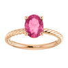 14K Gold Oval Cut Solitaire Ring Setting - Classic Rope Style Ring Mounting