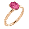 14K Gold Oval Cut Solitaire Ring Setting - Classic Rope Style Ring Mounting
