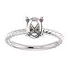Sterling Silver Oval Cut Solitaire Ring Setting - Classic Rope Style Ring Mounting