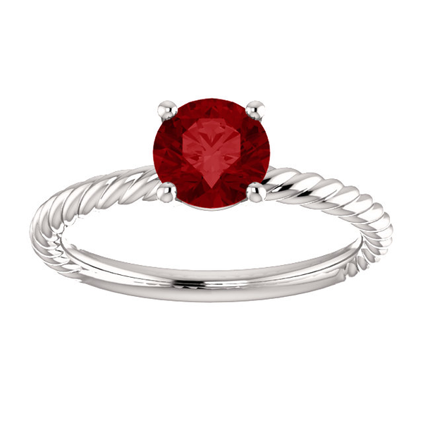 Sterling Silver Round Cut Solitaire Ring Setting - Classic Rope Style Ring Mounting Sterling Silver Round Cut Solitaire Ring Setting - Classic Rope Style Ring Mounting