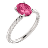 Sterling Silver Oval Cut Solitaire Ring Setting - Classic Rope Style Ring Mounting