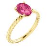 14K Gold Oval Cut Solitaire Ring Setting - Classic Rope Style Ring Mounting