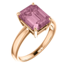 14K Gold Emerald Cut Solitaire Ring Setting - Claw Style Ring Mounting