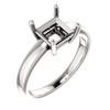 Sterling Silver Square/Princess Cut Solitaire Ring Setting - Claw Style Ring Mounting