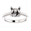 Sterling Silver Round Cut Solitaire Ring Setting - Double Claw Style Ring Mounting