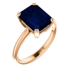 14K Gold Emerald Cut Solitaire Ring Setting - Double Claw Style Ring Mounting