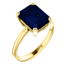 14K Gold Emerald Cut Solitaire Ring Setting - Double Claw Style Ring Mounting