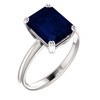 14K Gold Emerald Cut Solitaire Ring Setting - Double Claw Style Ring Mounting