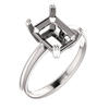 14K Gold Emerald Cut Solitaire Ring Setting - Double Claw Style Ring Mounting