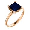 14K Gold Square/Princess Cut Solitaire Ring Setting - Double Claw Style Ring Mounting