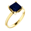14K Gold Square/Princess Cut Solitaire Ring Setting - Double Claw Style Ring Mounting