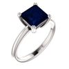 Sterling Silver Square/Princess Cut Solitaire Ring Setting - Double Claw Style Ring Mounting