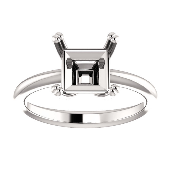 14K Gold Square/Princess Cut Solitaire Ring Setting - Double Claw Style Ring Mounting 14K Gold Square/Princess Cut Solitaire Ring Setting - Double Claw Style Ring Mounting