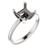 Sterling Silver Square/Princess Cut Solitaire Ring Setting - Double Claw Style Ring Mounting