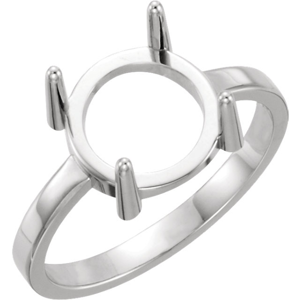 Sterling Silver Round Cabochon Cut Solitaire Ring Setting - Classic Style Ring Mounting Sterling Silver Round Cabochon Cut Solitaire Ring Setting - Classic Style Ring Mounting
