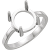 Sterling Silver Round Cabochon Cut Solitaire Ring Setting - Classic Style Ring Mounting
