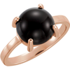 14K Gold Round Cabochon Cut Solitaire Ring Setting - Classic Style Ring Mounting