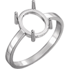 Sterling Silver Oval Cabochon Cut Solitaire Ring Setting - Classic Style Ring Mounting