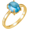 14K Gold Oval Cabochon Cut Solitaire Ring Setting - Classic Style Ring Mounting
