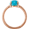 14K Gold Oval Cabochon Cut Solitaire Ring Setting - Rope Style Ring Mounting