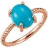 14K Gold Oval Cabochon Cut Solitaire Ring Setting - Rope Style Ring Mounting