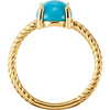 14K Gold Oval Cabochon Cut Solitaire Ring Setting - Rope Style Ring Mounting