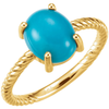 14K Gold Oval Cabochon Cut Solitaire Ring Setting - Rope Style Ring Mounting