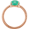 14K Gold Round Cabochon Cut Solitaire Ring Setting - Rope Style Ring Mounting