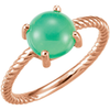 14K Gold Round Cabochon Cut Solitaire Ring Setting - Rope Style Ring Mounting