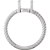 Sterling Silver Round Cabochon Cut Solitaire Ring Setting - Rope Style Ring Mounting